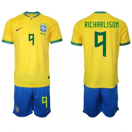 Brazylia Richarlison 9 Dziecięca Główna Koszulki Piłkarskie MŚ 2022 Krótki Rękaw (+ Krótkie spodenki)